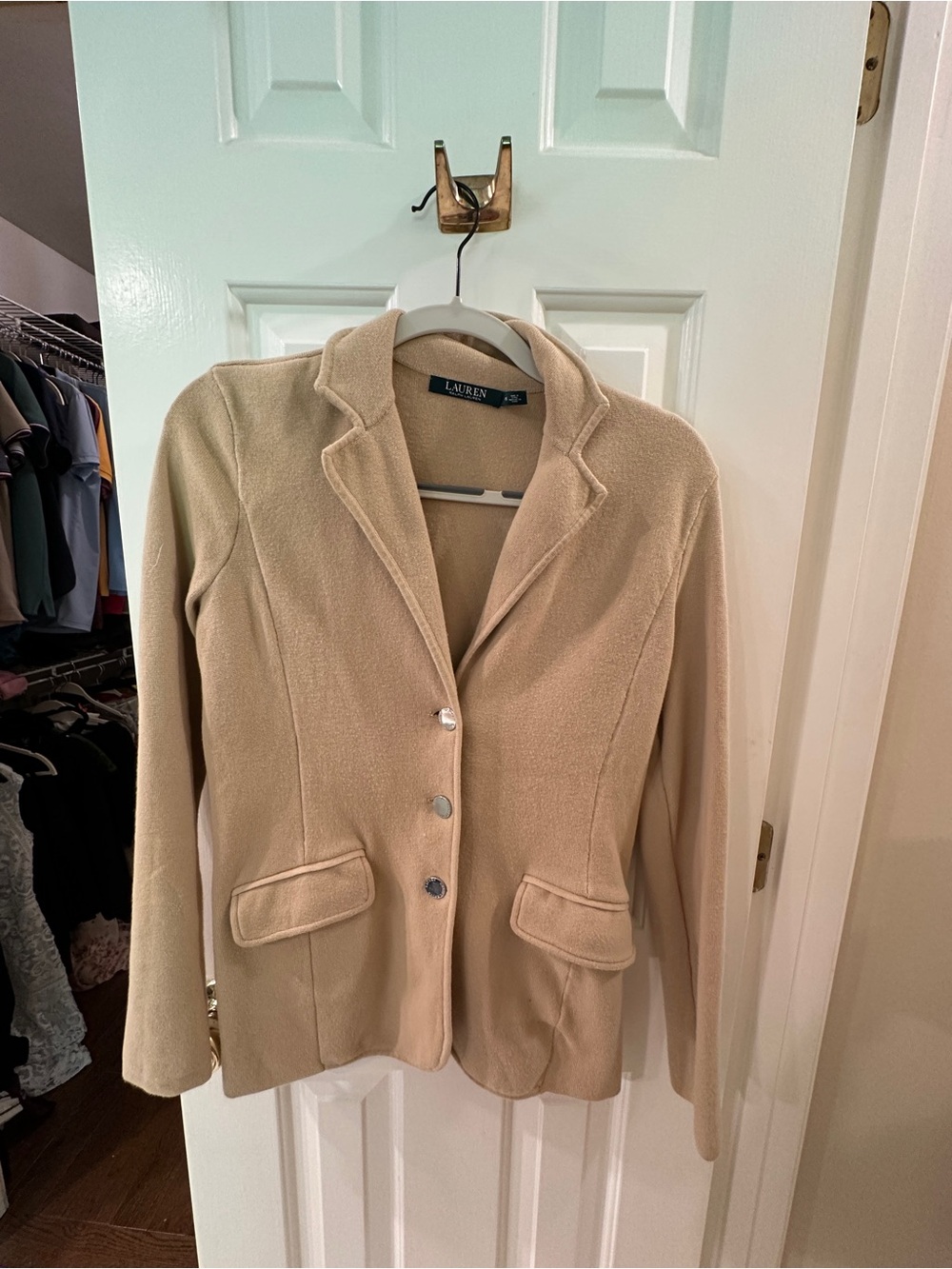 Lauren Ralph Lauren Camel Tan Tailored Wool-Blend Blazer - Picture 2 of 8